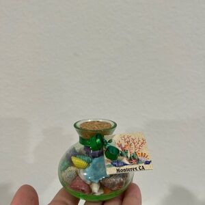 Monterey California Coastal Charm Glass Vase with Seashells